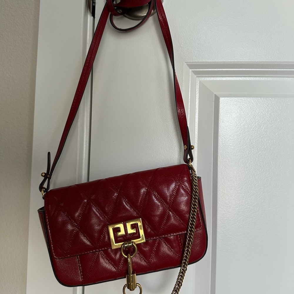 Givenchy Red Quilted Shoulder Bag with Gold Accents